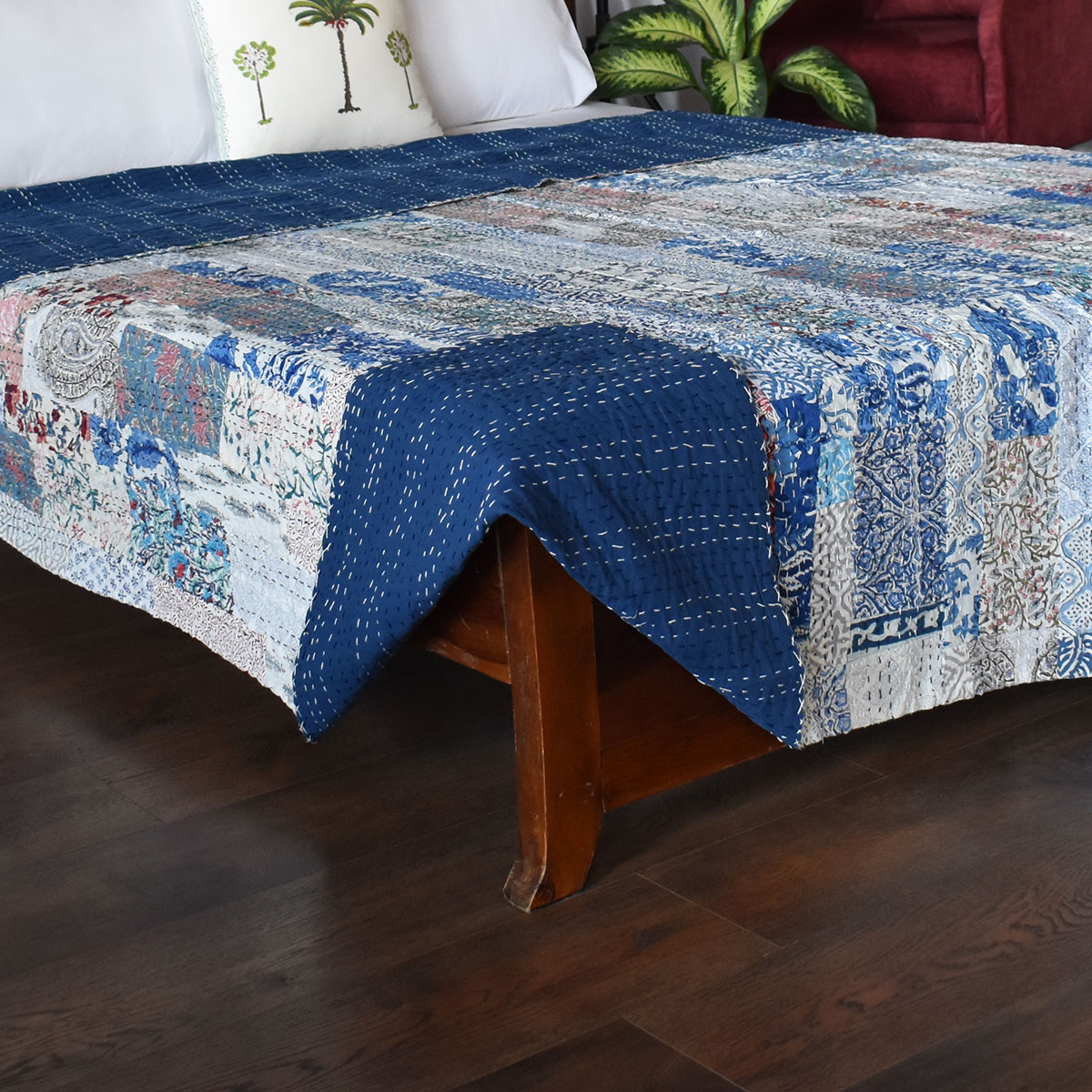 Hand Quilted Kantha Patchwork Quilt Artisan-Made Elegance by Roopantaran 262025