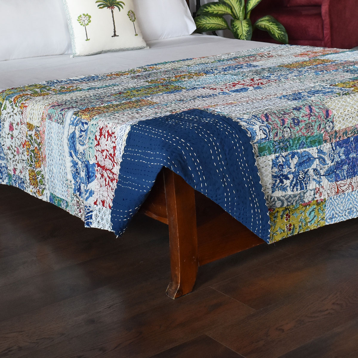 Hand Block Printed Cotton Twin Size Kantha 262027