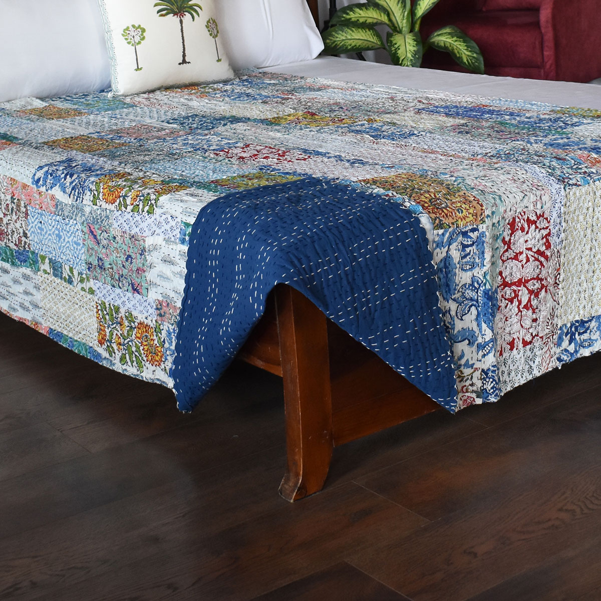 Hand Block Printed Cotton Twin Size Kantha  262027