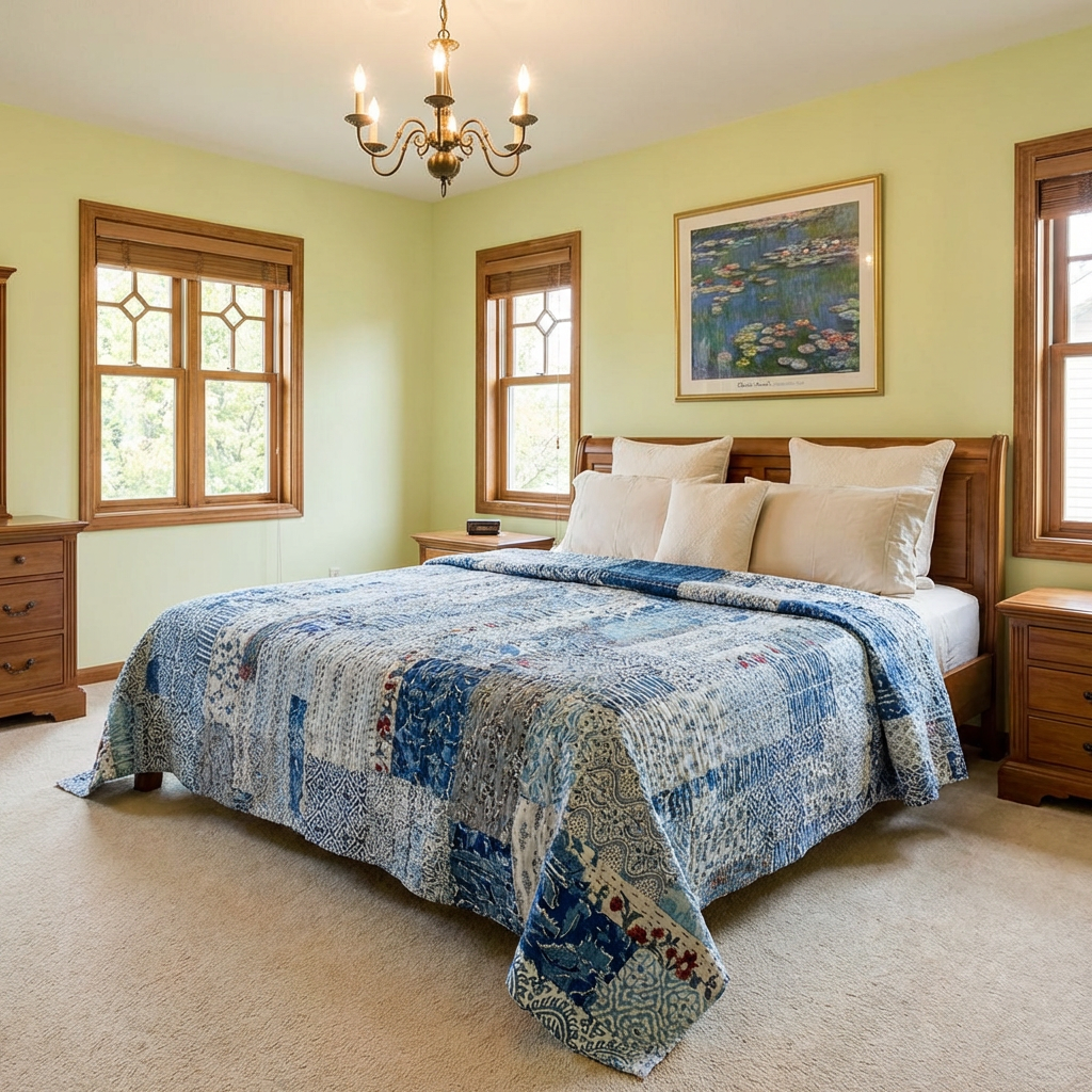 Hand Quilted Kantha Patchwork Quilt  Artisan-Made Elegance by Roopantaran  262034