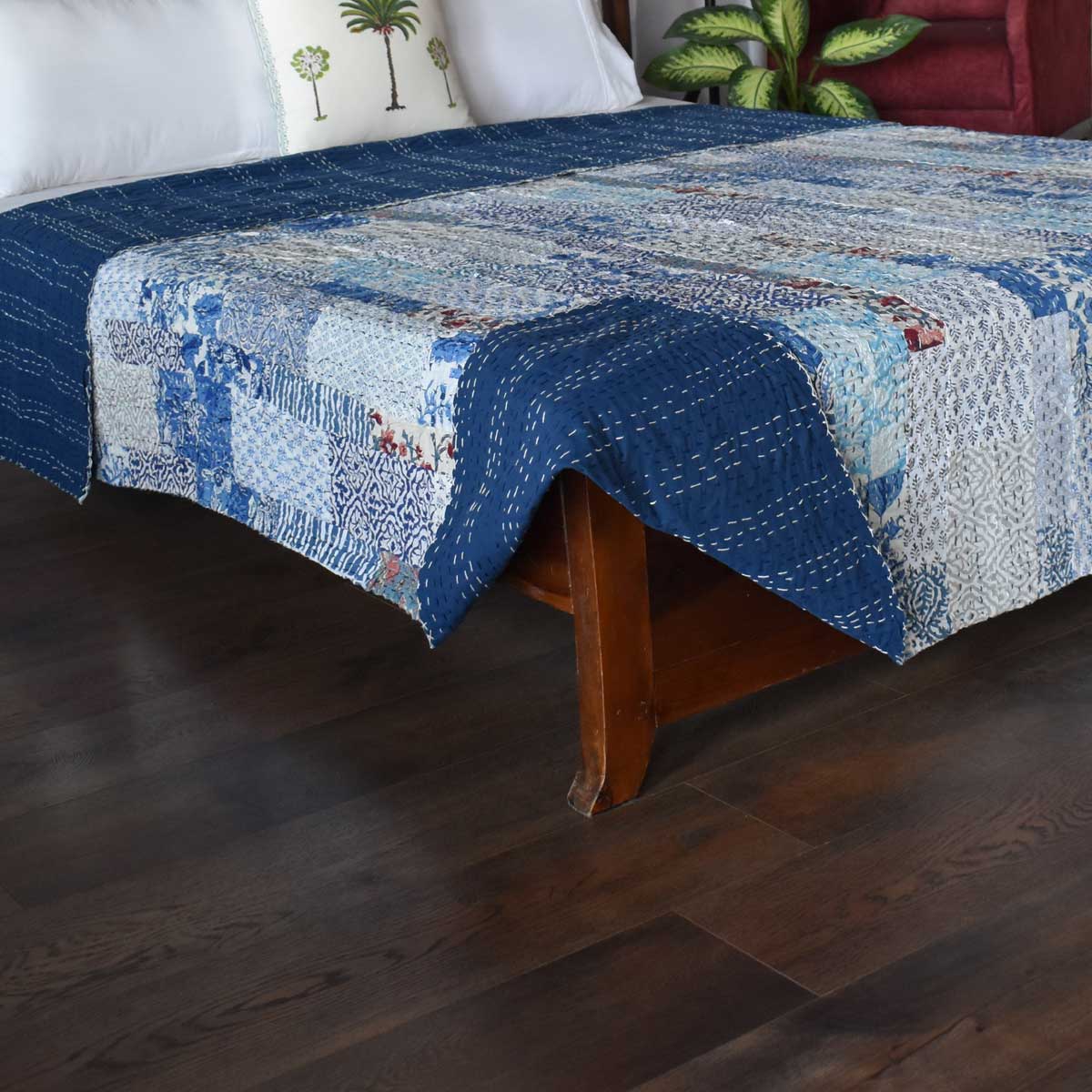 Hand Quilted Kantha Patchwork Quilt  Artisan-Made Elegance by Roopantaran  262039