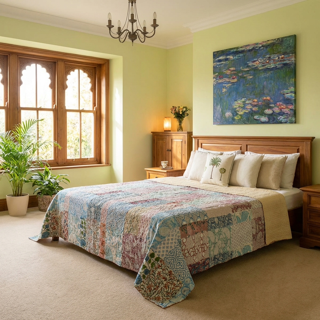 Hand Quilted Kantha Patchwork Quilt  Artisan-Made Elegance by Roopantaran  262044