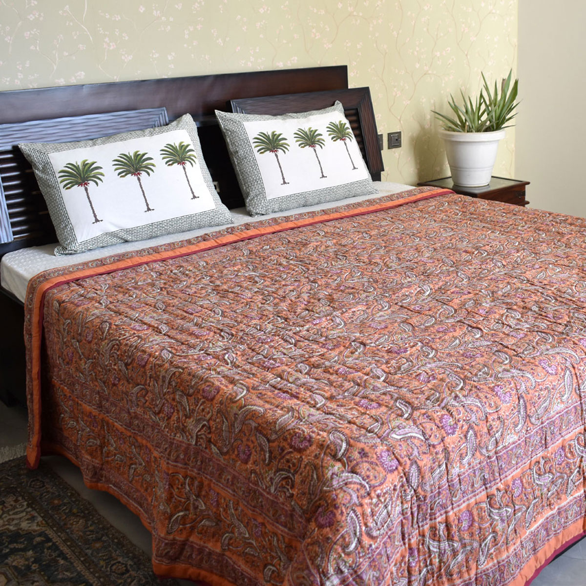 Hand Block Printed Cotton Queen Size Quilt  202211