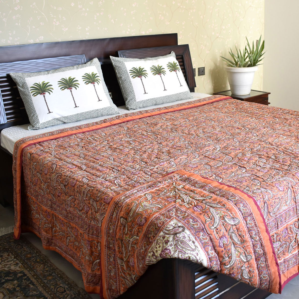 Hand Block Printed Cotton Queen Size Quilt  202211