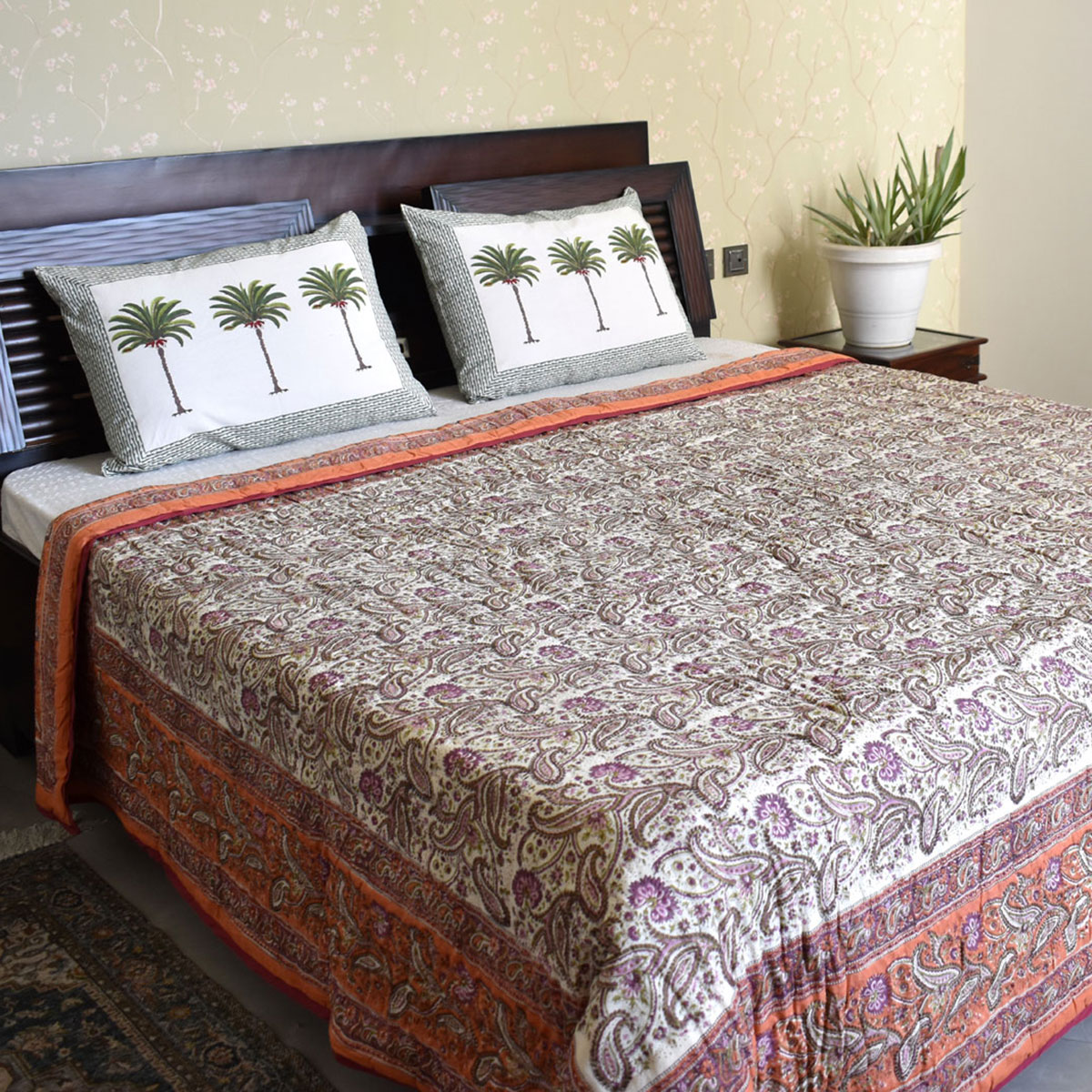 Hand Block Printed Cotton Queen Size Quilt  202211