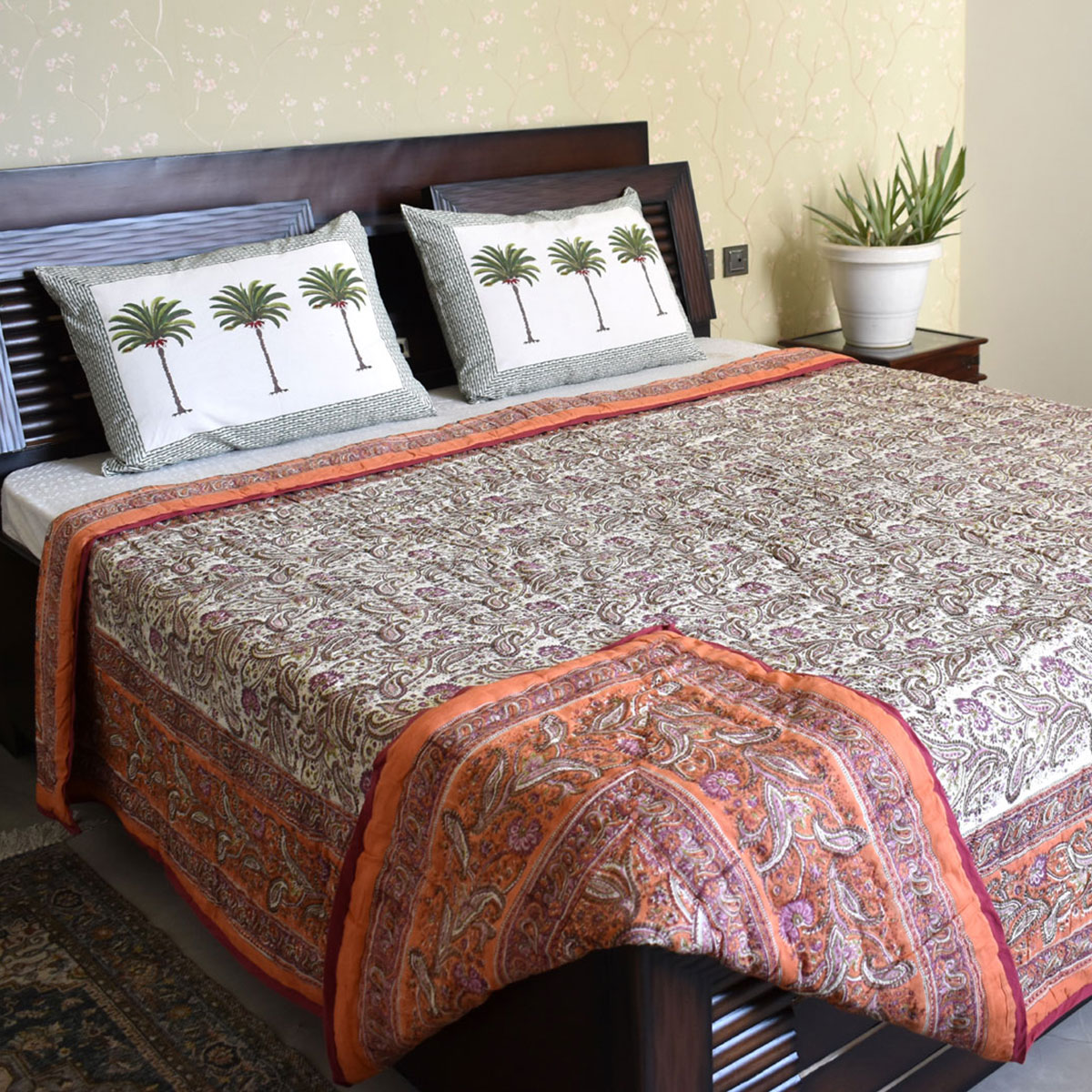 Hand Block Printed Cotton Queen Size Quilt  202211