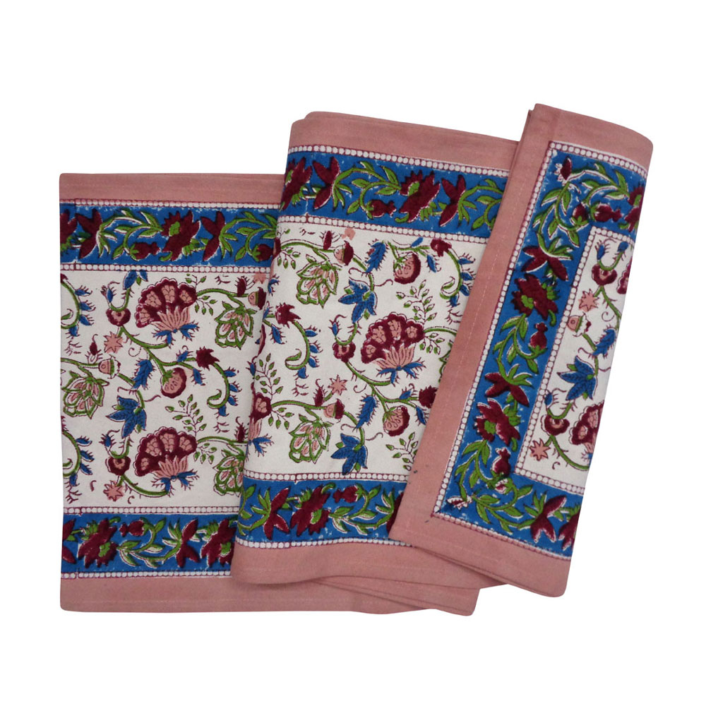 Hand Block Printed Cotton Canvas Table Runner 33x170 cms Genda Bale 204998