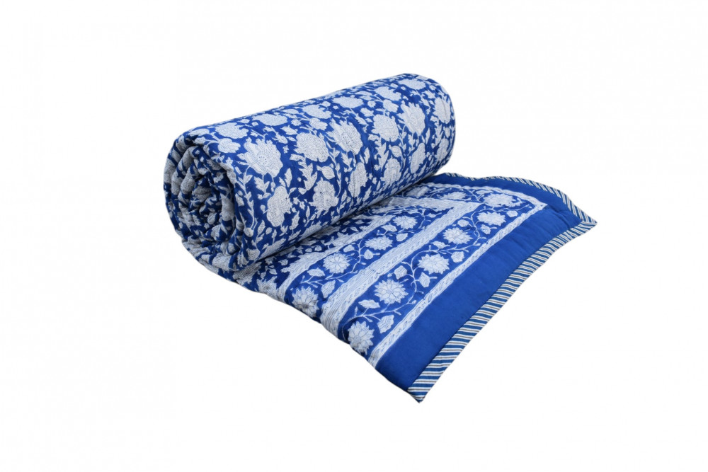 Image of Hand Block Printed Cotton Queen Size Quilt | 302015