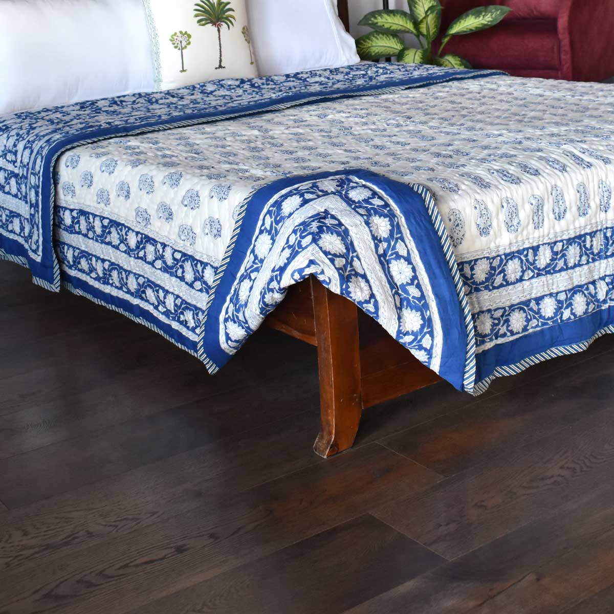Hand Block Printed Cotton Queen Size Quilt  302015