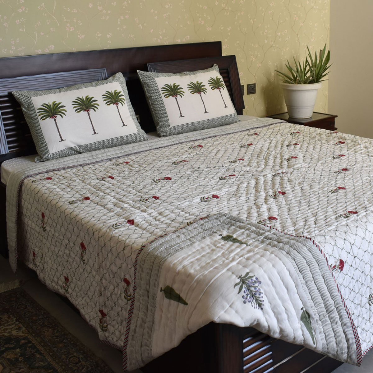 Hand Block Printed Cotton Queen Size Quilt  202214