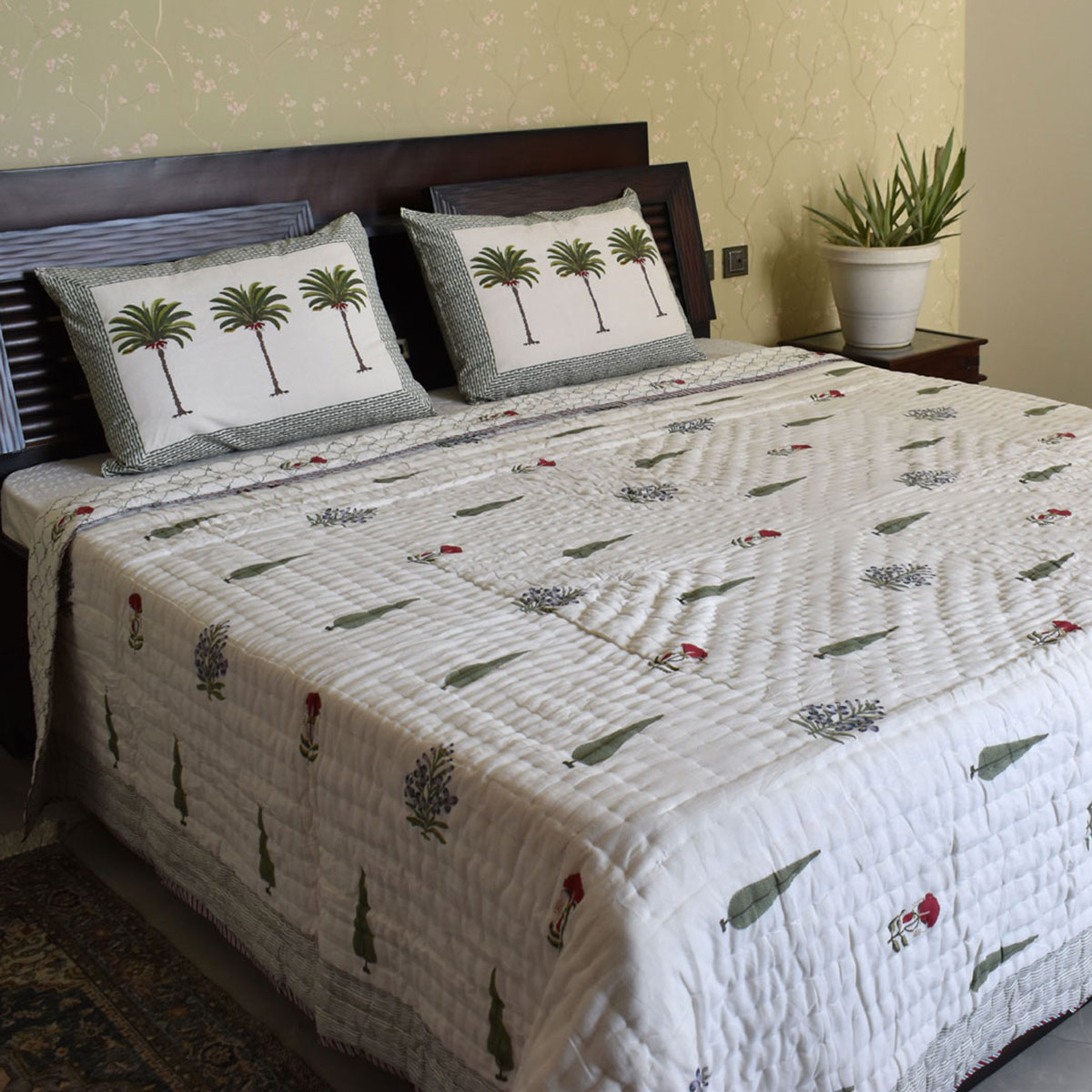 Hand Block Printed Cotton Queen Size Quilt  202214