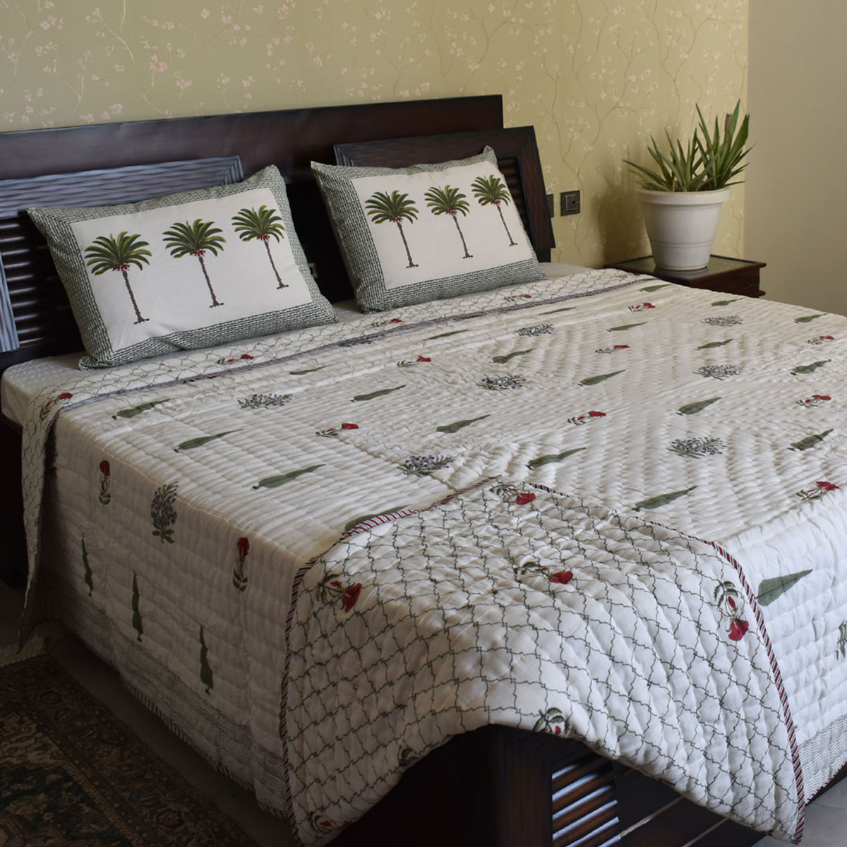 Hand Block Printed Cotton Queen Size Quilt  202214