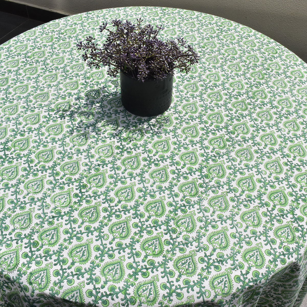 Round 220 cms Cotton French Design Table Cover Mughal Green 202522