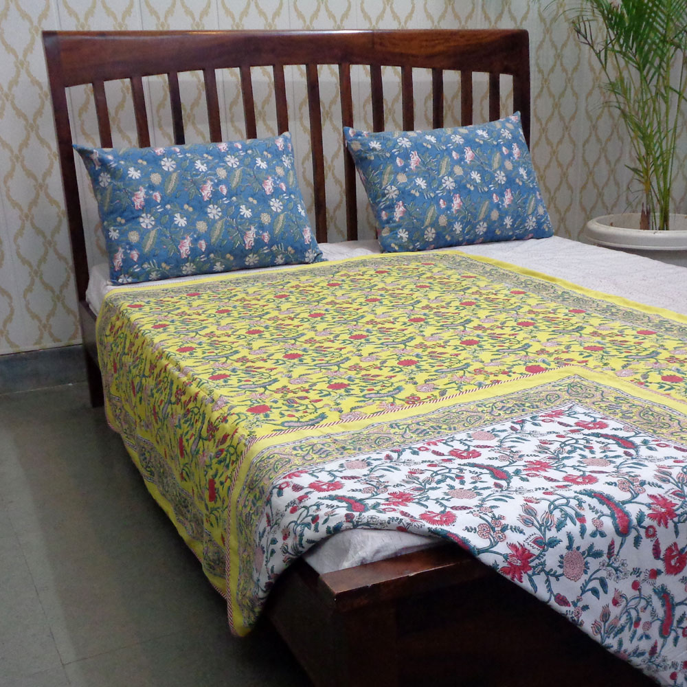 Hand Block Printed Cotton Twin Size Dohar 401387