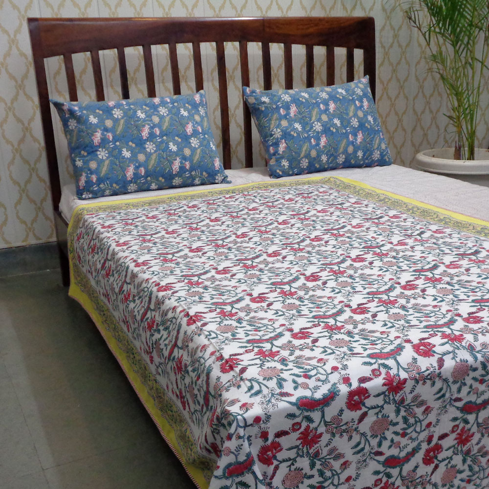 Hand Block Printed Cotton Twin Size Dohar 401387