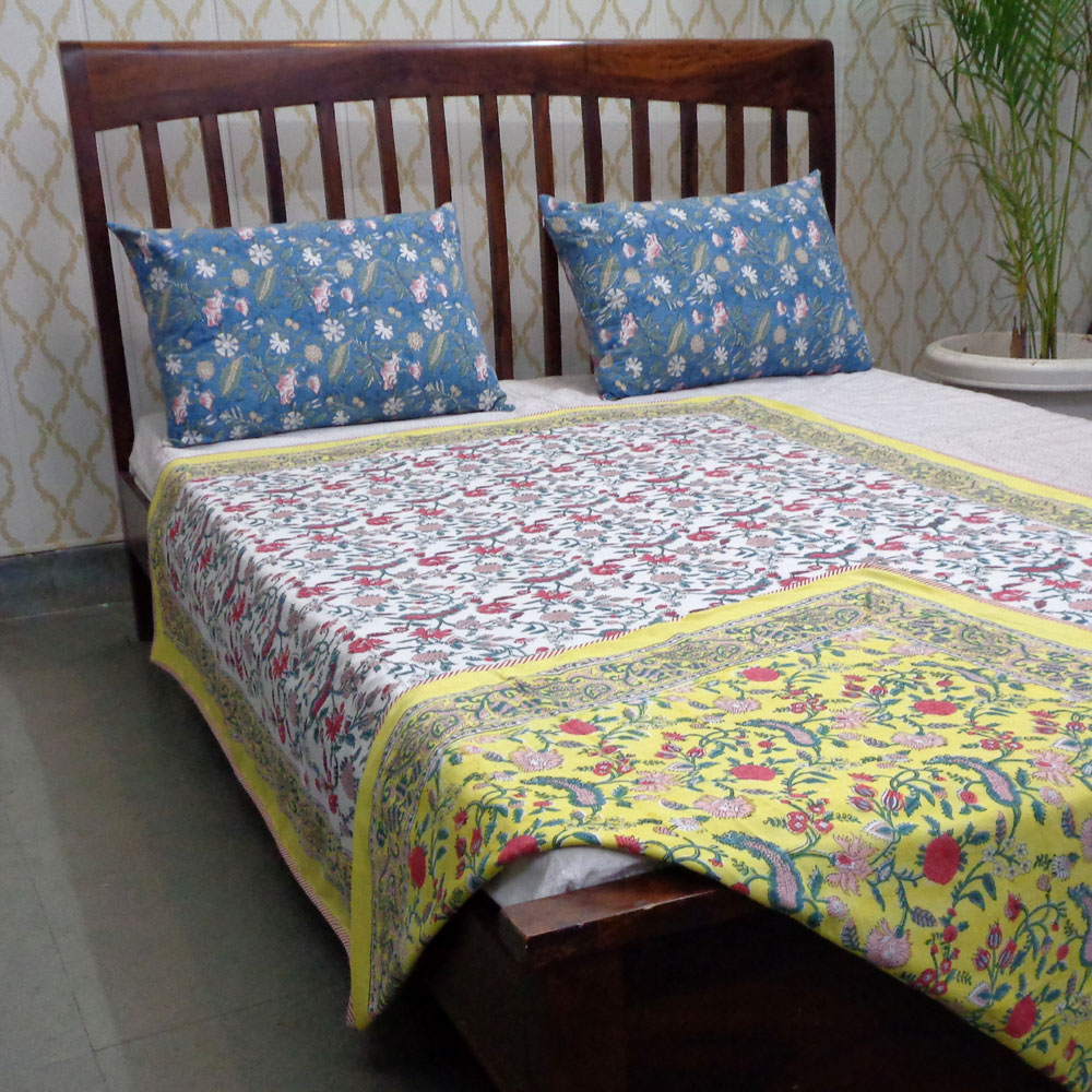 Hand Block Printed Cotton Twin Size Dohar 401387