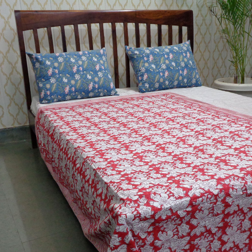 Hand Block Printed Cotton Twin Size Dohar 401395