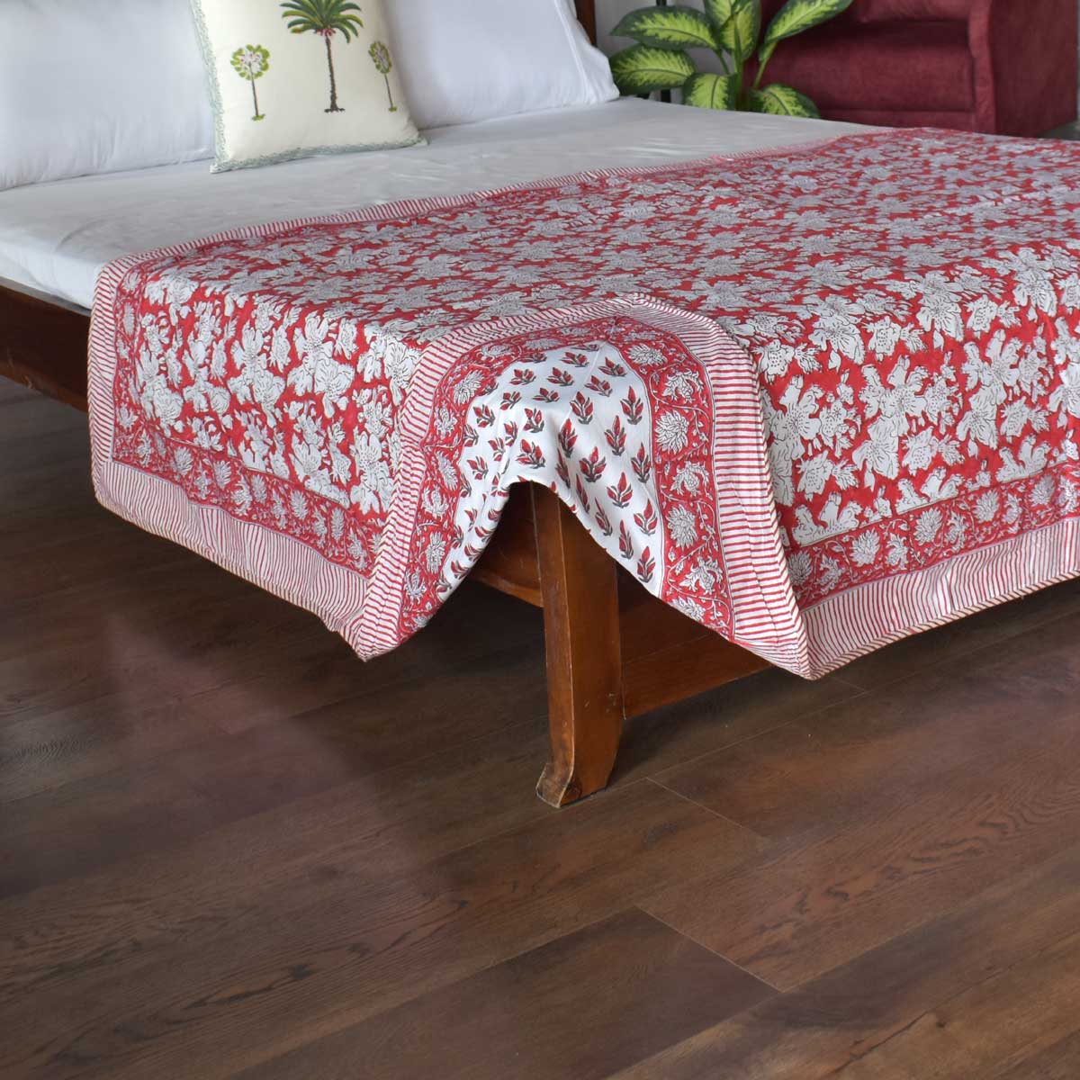 Hand Block Printed Cotton Twin Size Dohar 401395