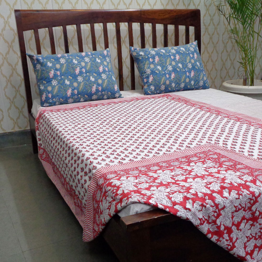 Hand Block Printed Cotton Twin Size Dohar 401395