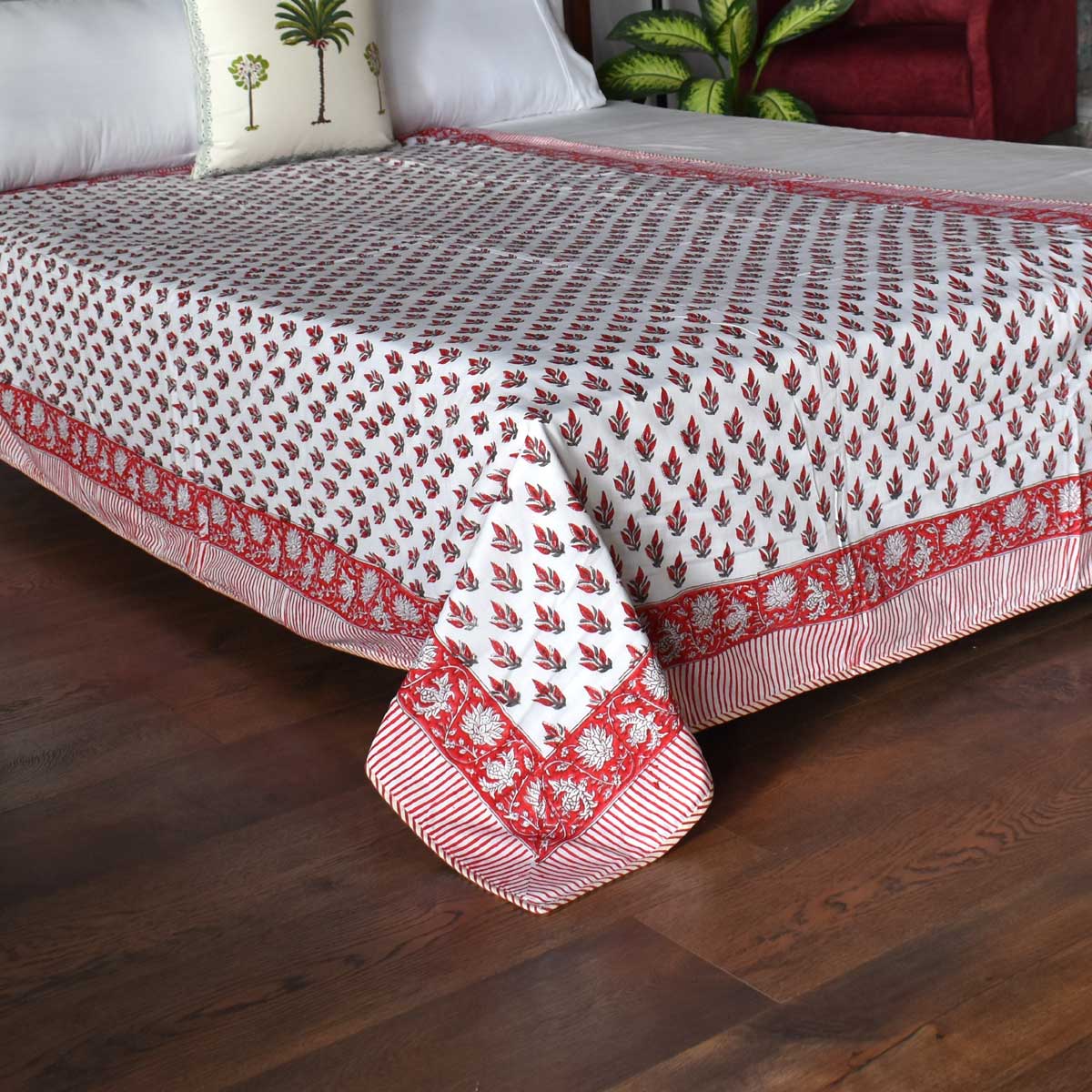 Hand Block Printed Cotton Twin Size Dohar 401395