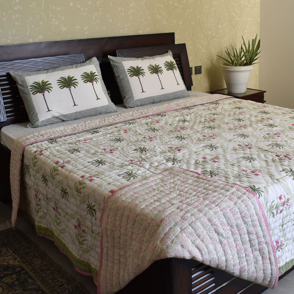 Hand Block Printed Cotton Queen Size Quilt  202305