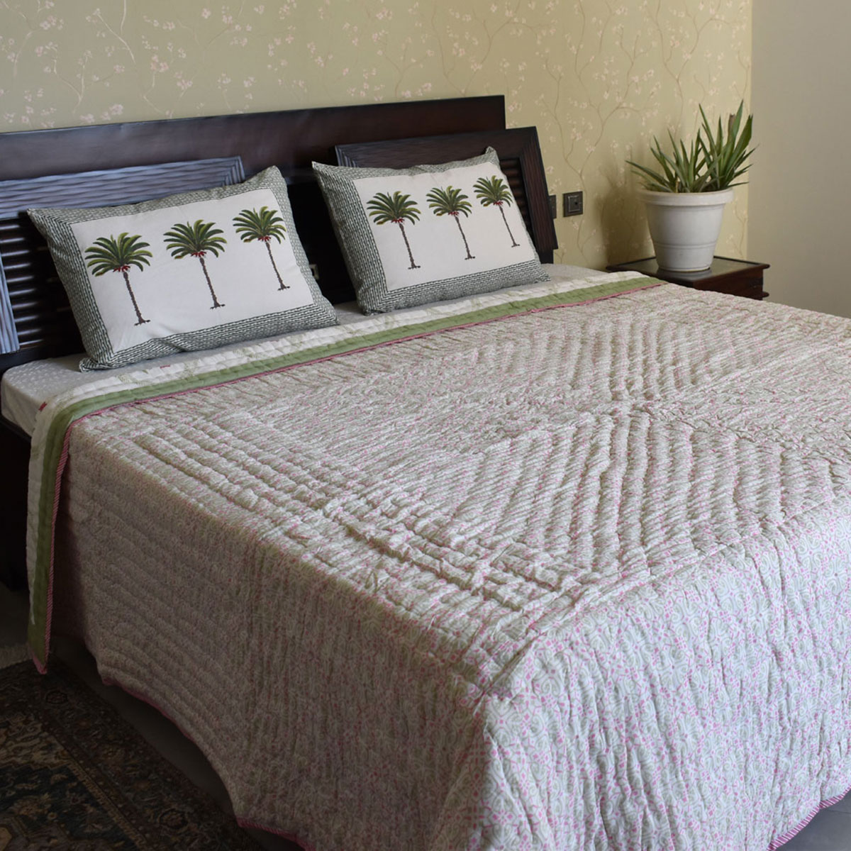 Hand Block Printed Cotton Queen Size Quilt 202305