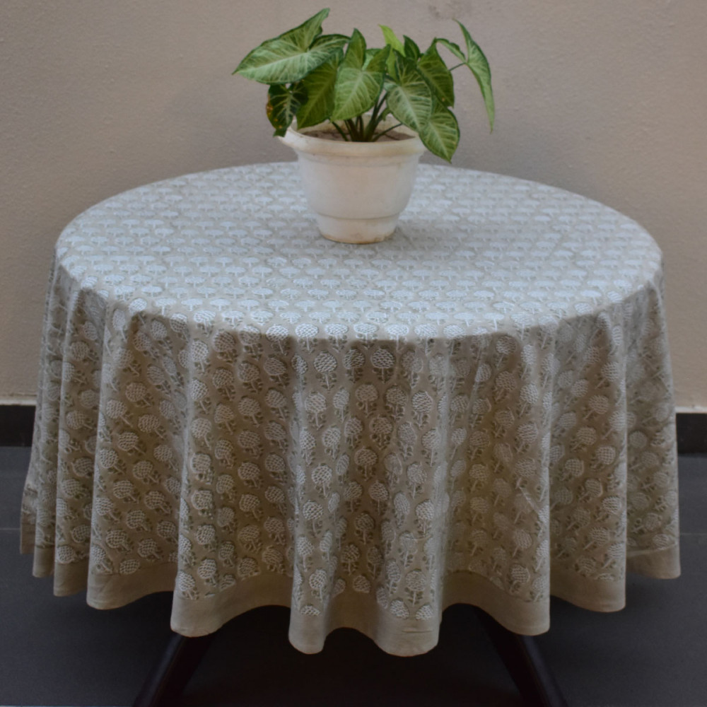 Image of Round 220 cms Cotton French Design Table Cover | Sandstone Grove 202410