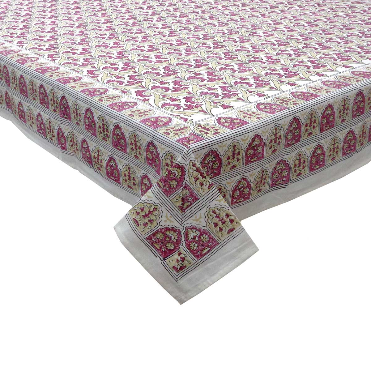 Wood Block Printed Handmade Tablecloth 150x220 cms  504785