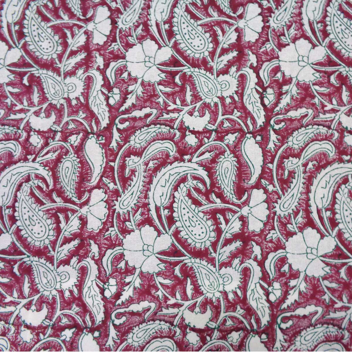 5 Yard Running Fabric Hand Block Printed Cotton 20 Sheeting Fabric Paisley Rose Vine 504851