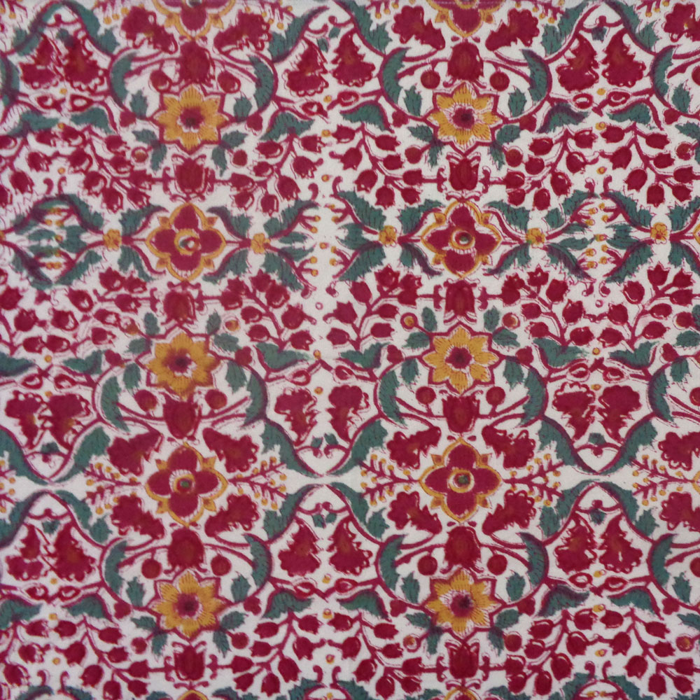 5 Yard Running Fabric  Hand Block Printed Cotton 20 Sheeting Fabric  FABRIC20S Phulwari Open 302009