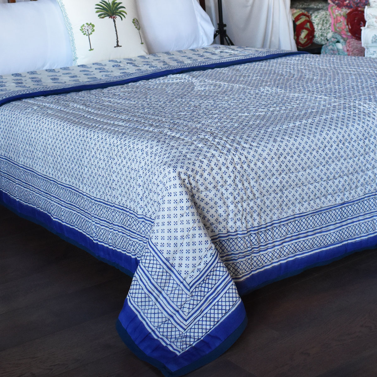 Hand Block Printed Cotton Queen Size Quilt 808181