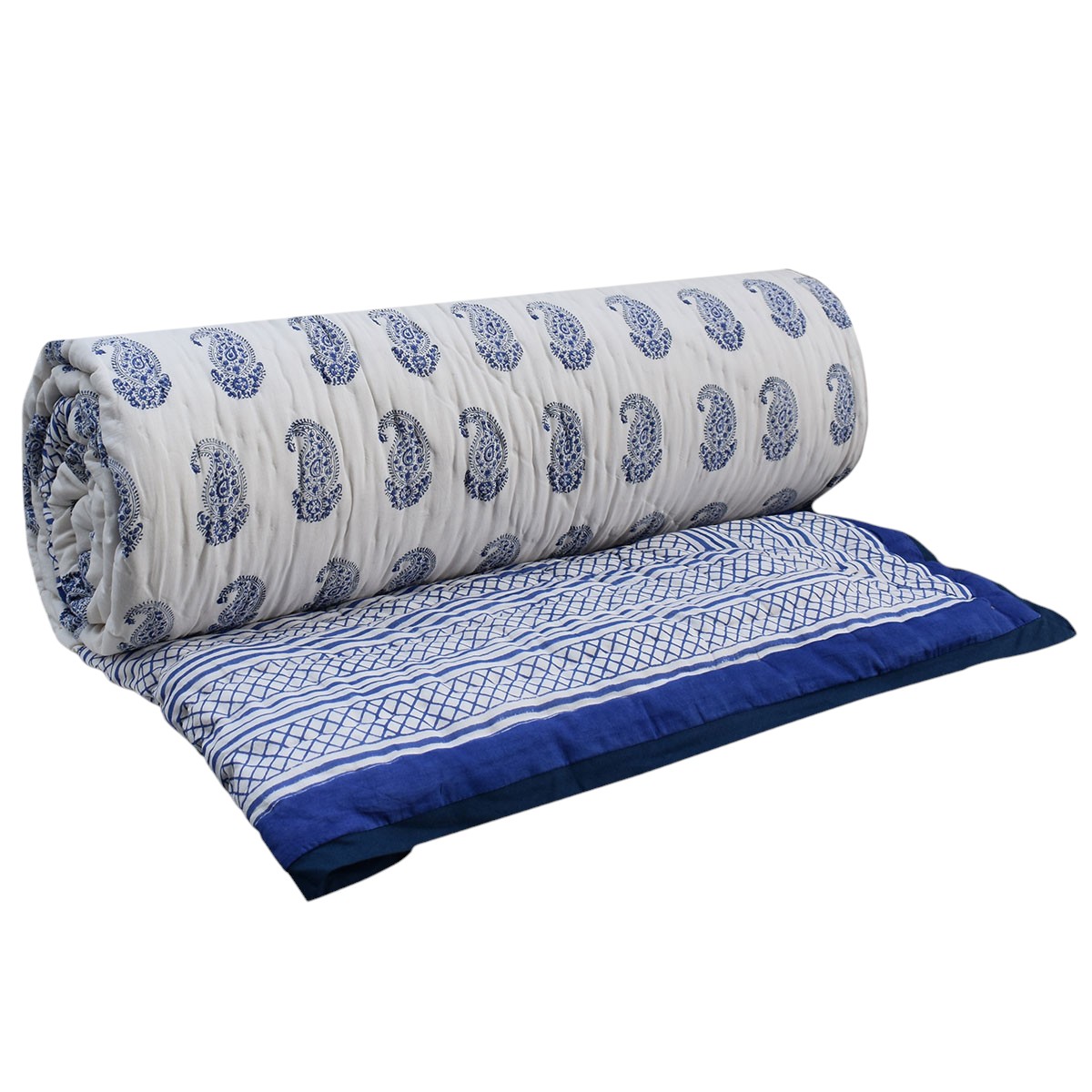 Hand Block Printed Cotton Queen Size Quilt 808181