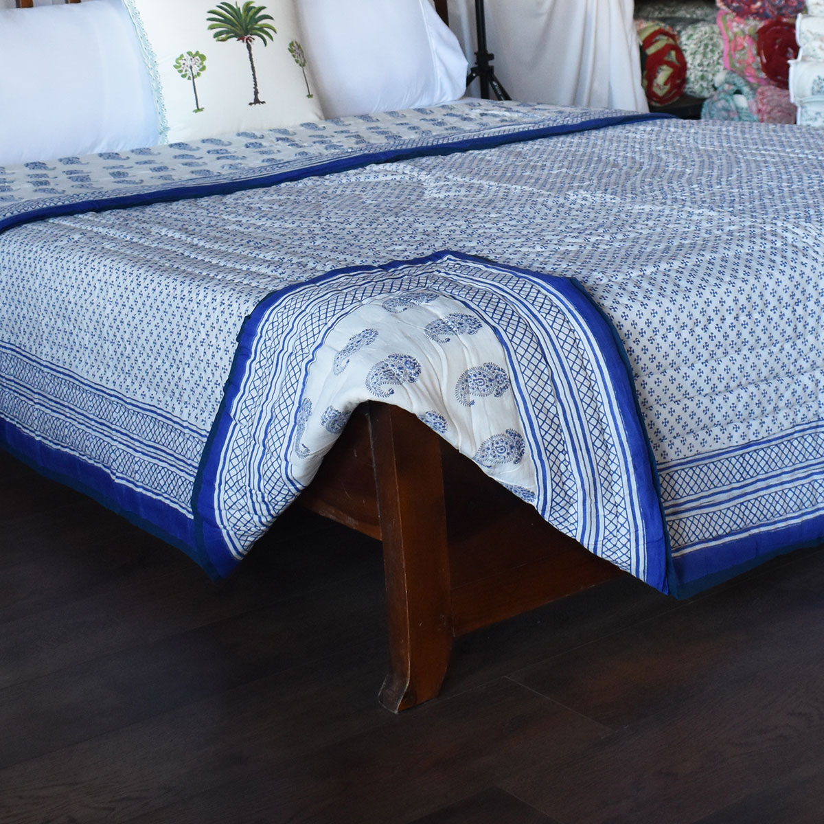 Hand Block Printed Cotton Queen Size Quilt 808181