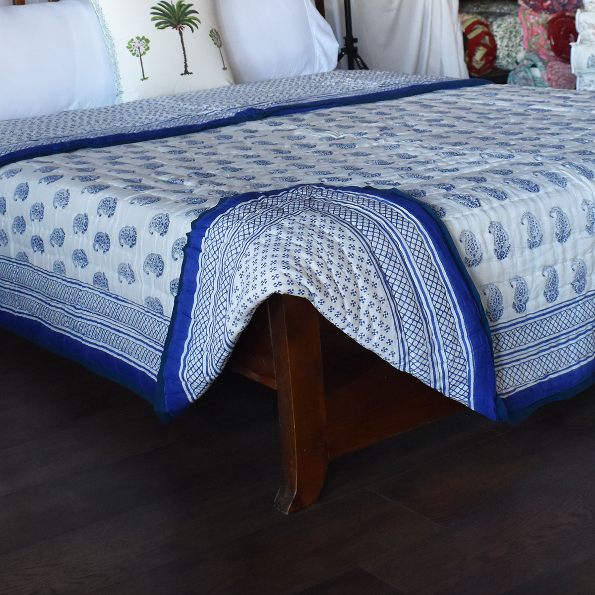 Hand Block Printed Cotton Queen Size Quilt 808181