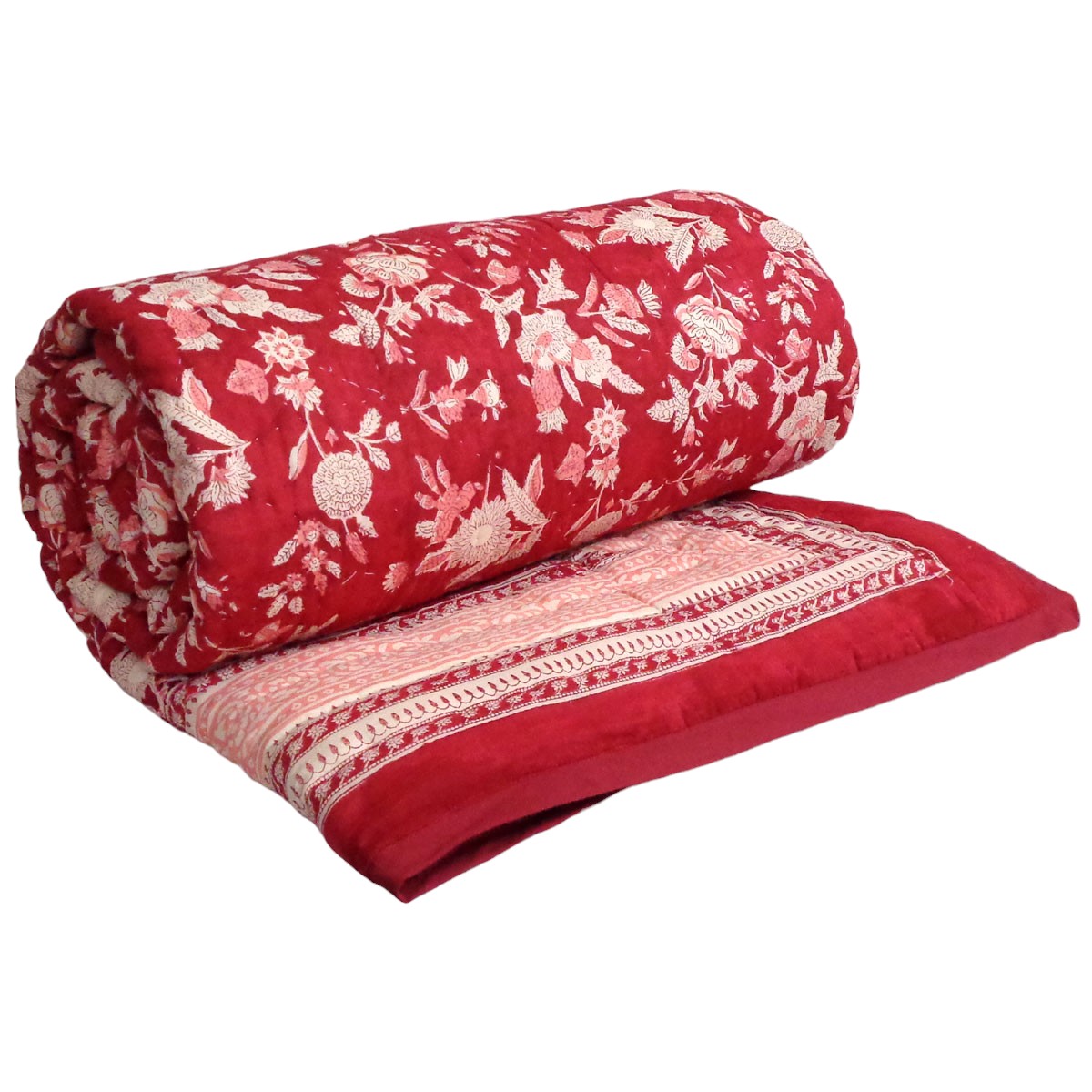 Hand Block Printed Cotton Twin Size Quilt 808191