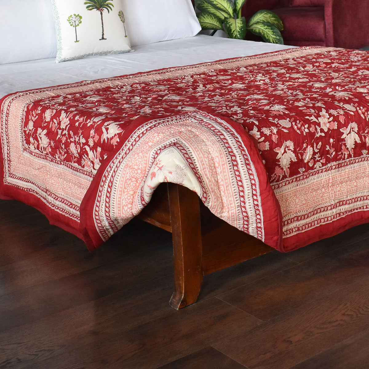 Hand Block Printed Cotton Twin Size Quilt 808191