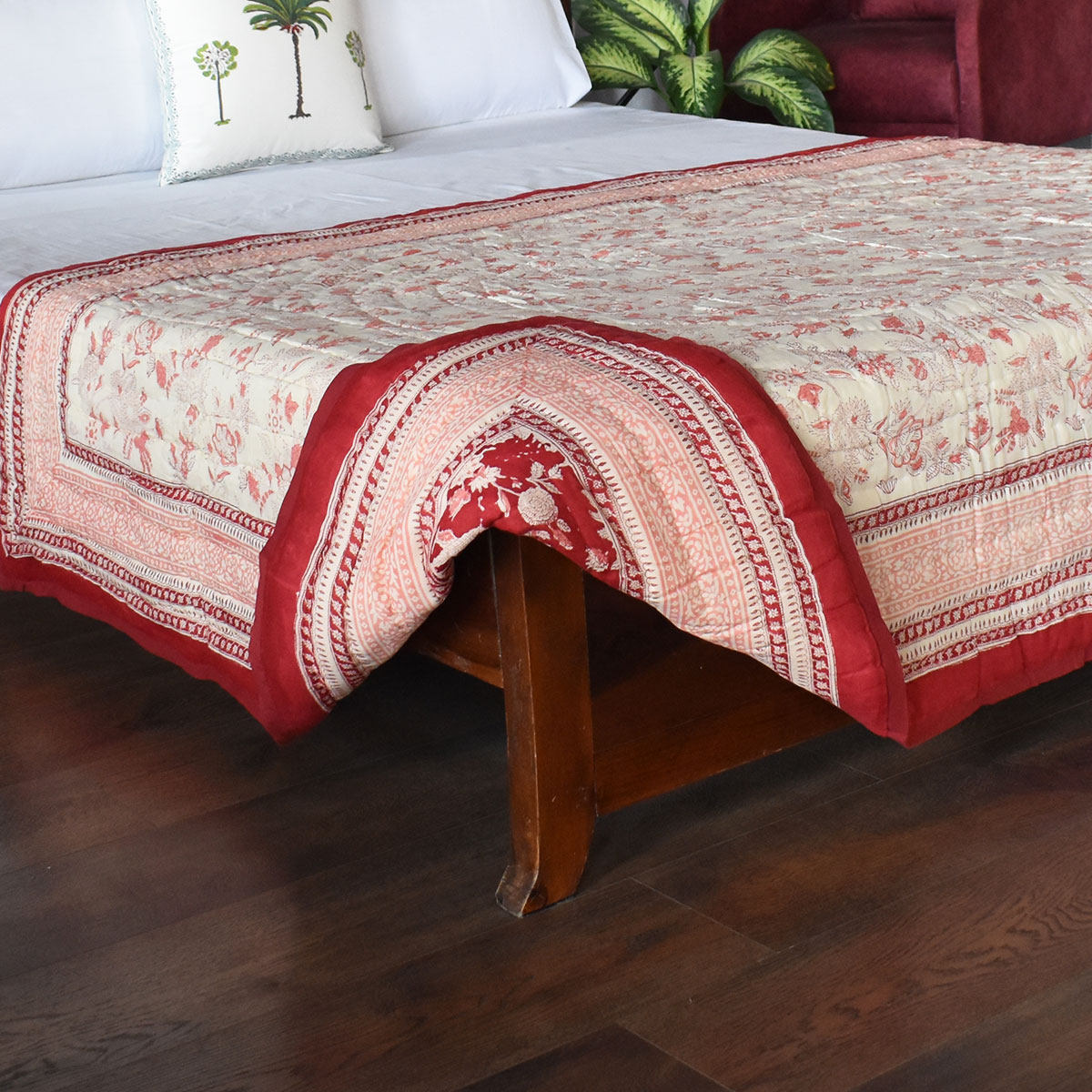 Hand Block Printed Cotton Twin Size Quilt 808191