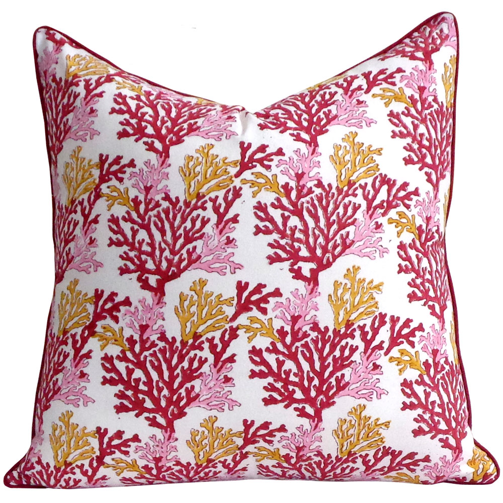 Piping Cushion Cover 50x50 cms Coral Multi Red 701927