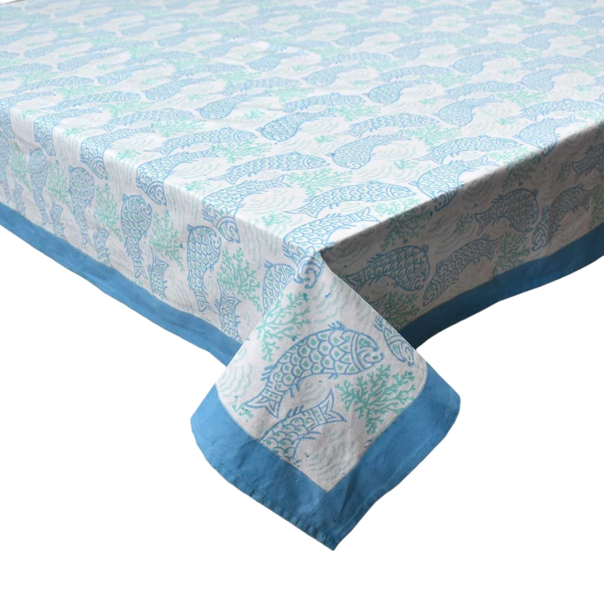 12 Seater Tablecloth 180x340 cms African Fish Blue Mist 260713