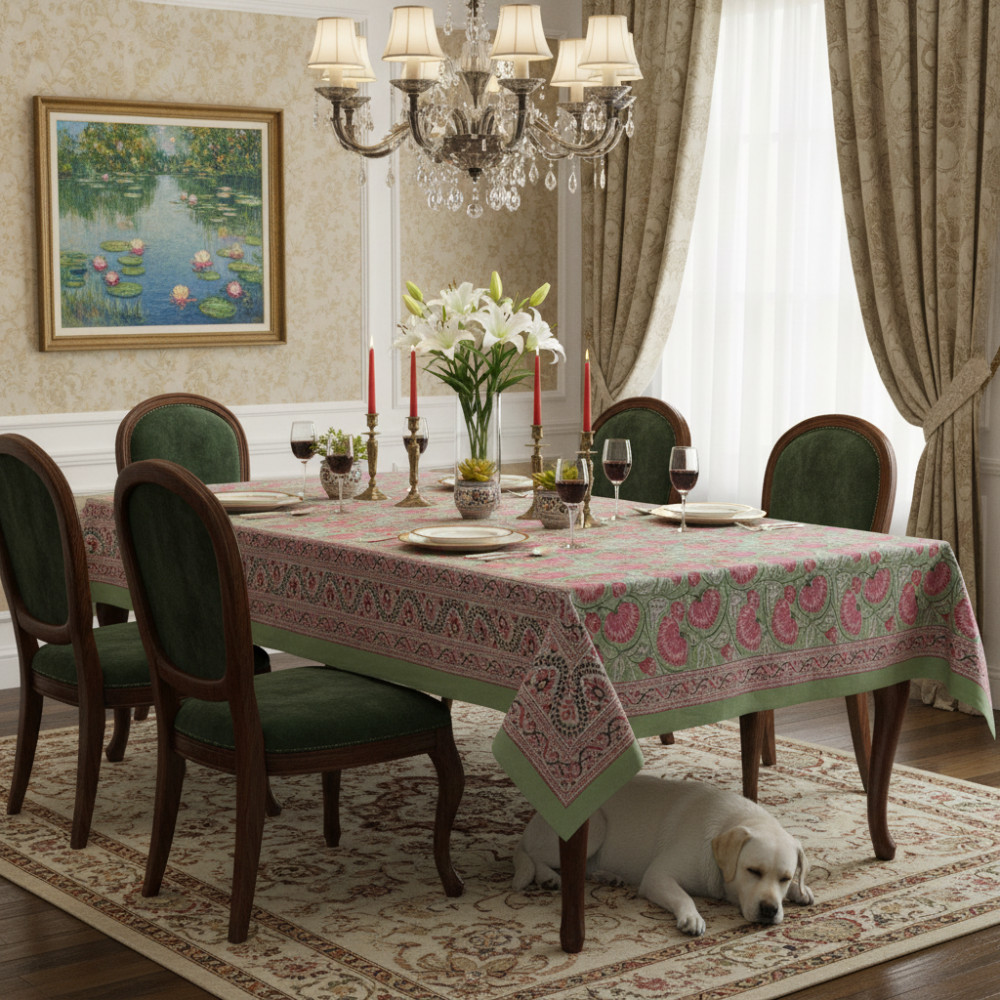 Image of 10 Seater Tablecloth 180x270 cms | Kamal Gulabi Gud 206591