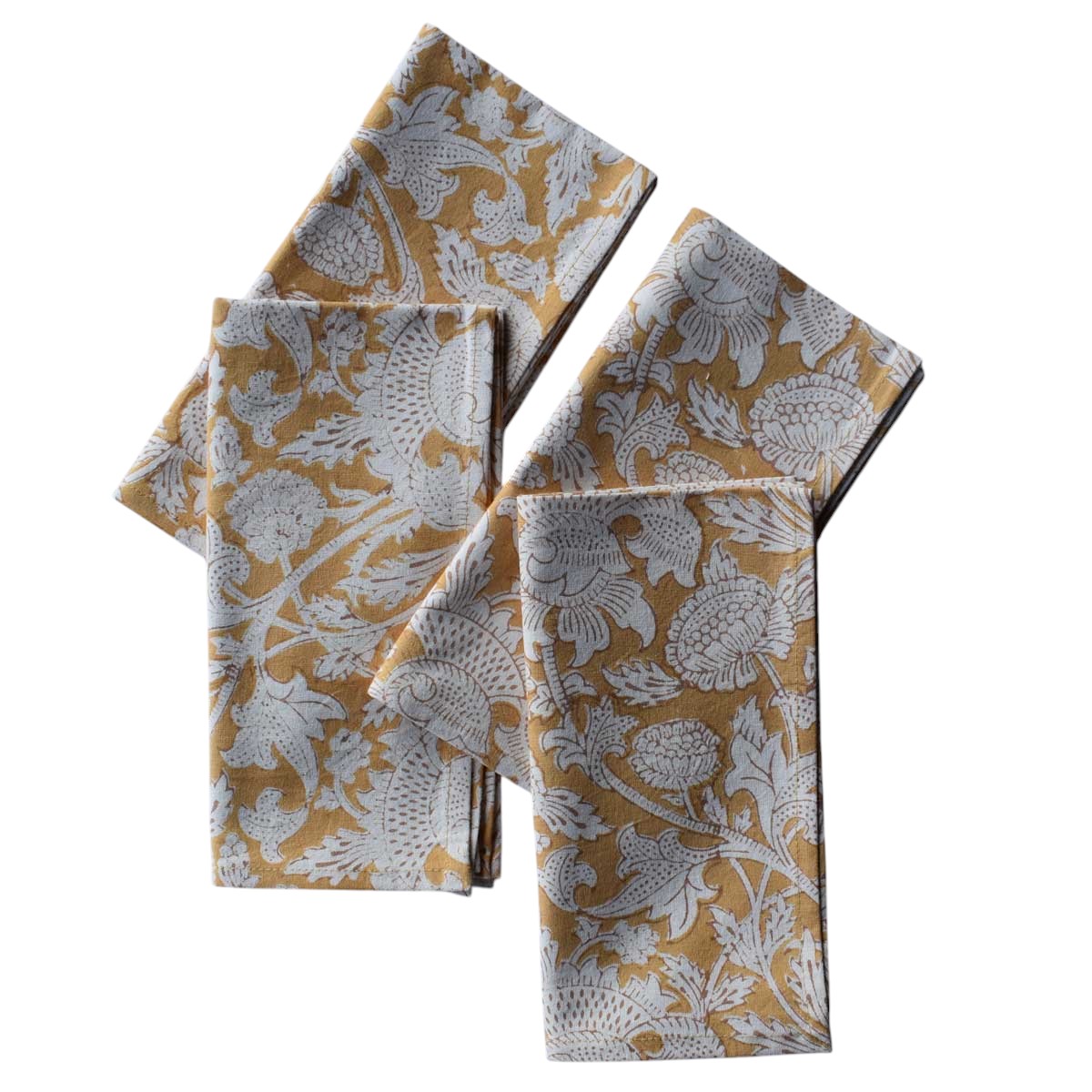 Hand Block Printed Cotton Napkin 45x45 Set of 4 Napkins Amarnath Beige Gud 207851