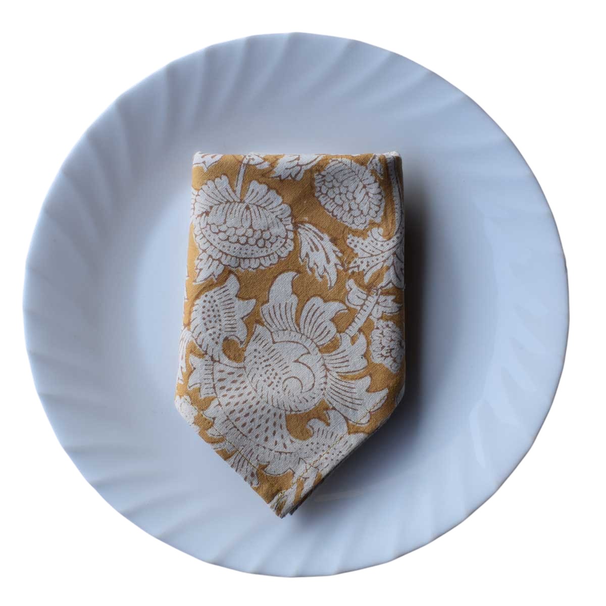 Hand Block Printed Cotton Napkin 45x45 Set of 4 Napkins Amarnath Beige Gud 207851