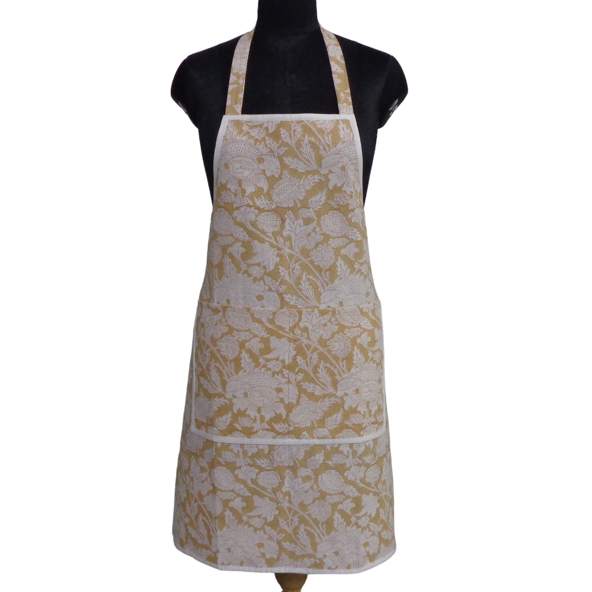 Indian Block-Printed 100 Cotton Apron Amarnath Beige Gud 207851