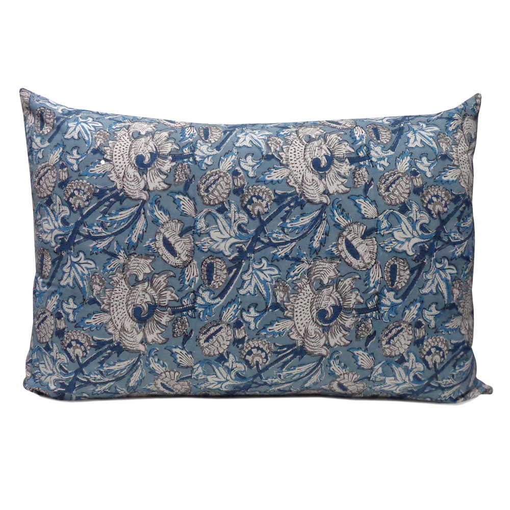 Hand Block Printed Cotton Pillows Cover 50x70 cm Set of 2 Amarnath Grey Gud 108994
