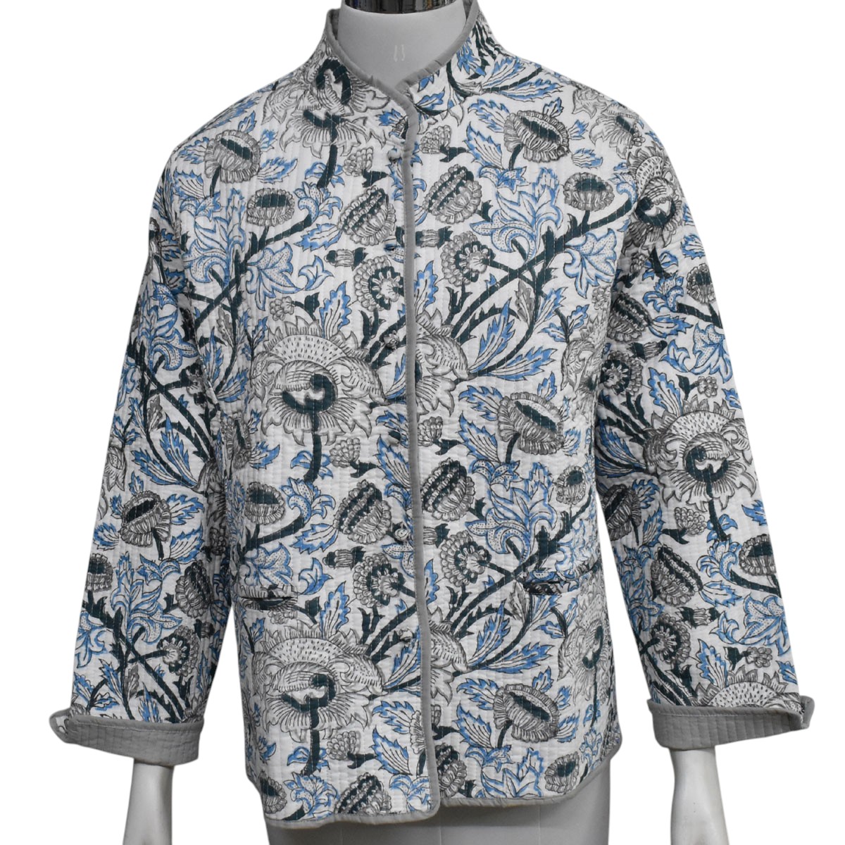 Quilted Jacket Size Short Length  Amarnath Grey Open 100679