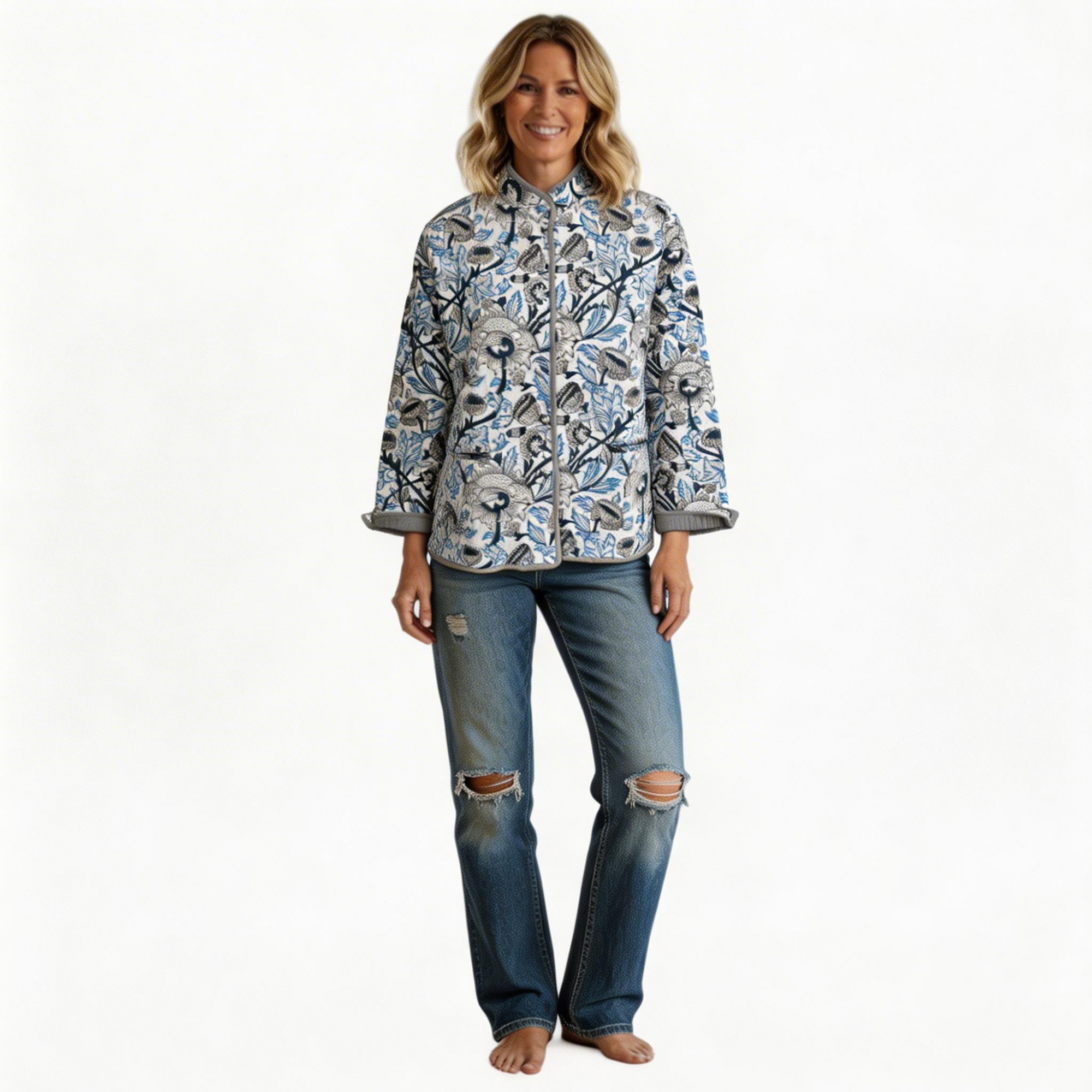 Quilted Jacket Size Short Length Amarnath Grey Open 100679