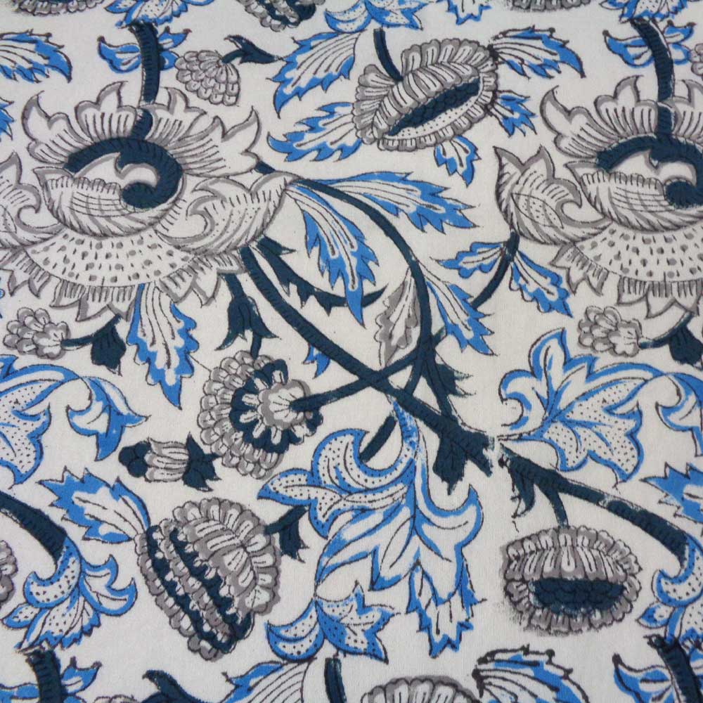 Hand Block Printed Cotton Napkin 45x45 Set of 4 Napkins Amarnath Grey Open 208481