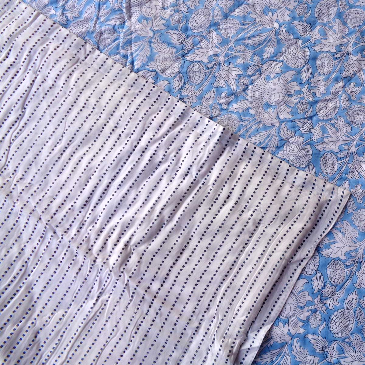 Hand Block Printed Cotton Twin Size Quilt Amarnath Marina 202302