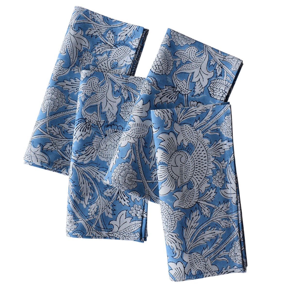 Hand Block Printed Cotton Napkin 45x45 cms Set of 4 Napkins  Amarnath Marina 202302