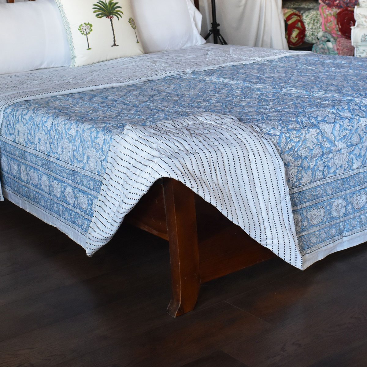 Hand Block Printed Cotton Queen Size Quilt Amarnath Marina 202302